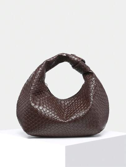 1pc Women's Vintage Casual Angora Suede Leopard Print Bohemian Hollow Knitted Seashell Faux Leather Shoulder Underarm Baguette Bag, Suitable For Going Out, Dating, Commuting, Perfectly Matching With Fall Outfits Women Fall Clothes For Women , Bohemian Outfit For Women