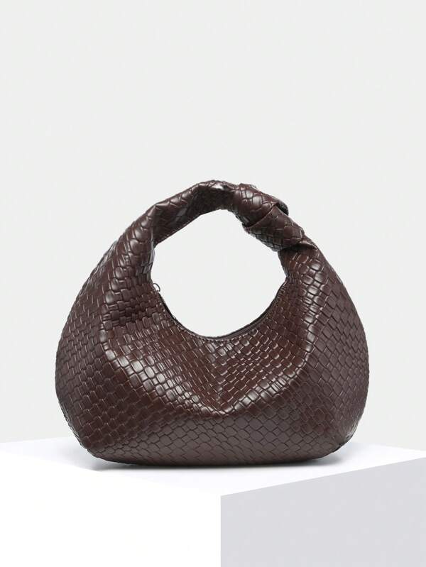 1 Stück Damen Vintage minimalistischer Lässig Faux Angora Hirsch Wildleder Leopardenmuster Boho Cut Out Häkeln Faux Leder Unterarm Messenger Umhängetasche, geeignet für Ausgehen, Dating, Pendeln