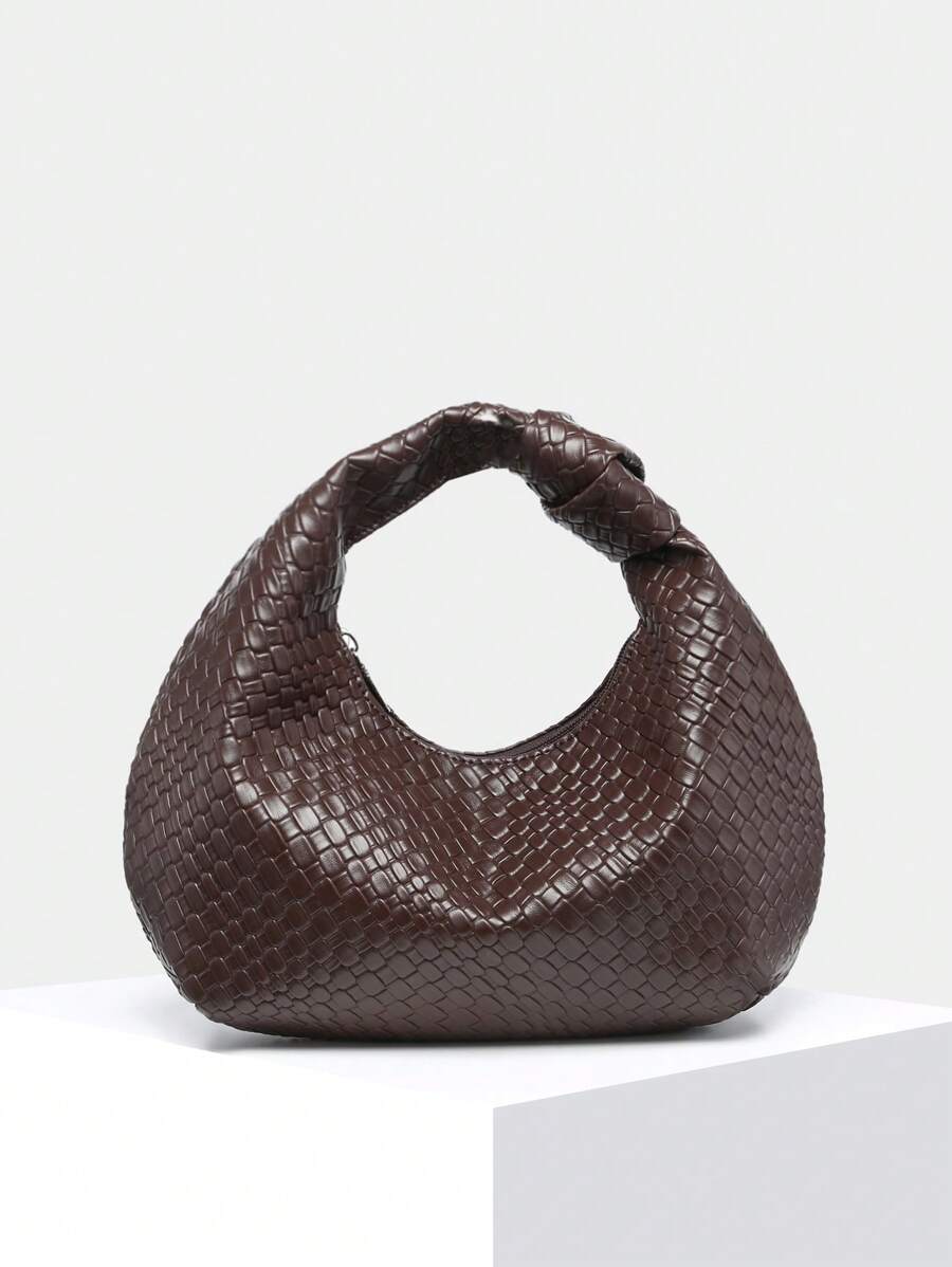 1pc Women's Vintage Casual Angora Suede Leopard Print Bohemian Hollow Knitted Seashell Faux Leather Shoulder Underarm Baguette Bag, Suitable For Going Out, Dating, Commuting, Perfectly Matching With Fall Outfits Women Fall Clothes For Women