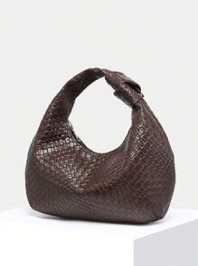 1pc Women's Vintage Casual Angora Suede Leopard Print Bohemian Hollow Knitted Seashell Faux Leather Shoulder Underarm Baguette Bag, Suitable For Going Out, Dating, Commuting, Perfectly Matching With Fall Outfits Women Fall Clothes For Women