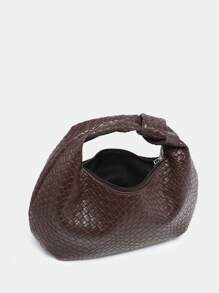 1pc Women's Vintage Casual Angora Suede Leopard Print Bohemian Hollow Knitted Seashell Faux Leather Shoulder Underarm Baguette Bag, Suitable For Going Out, Dating, Commuting, Perfectly Matching With Fall Outfits Women Fall Clothes For Women