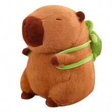 1 件水豚毛绒动物玩具，可爱的水豚毛绒玩具，配有可拆卸的乌龟背包，柔软的枕头毛绒玩具，适合睡觉，男孩和女孩的独特生日礼物，家居装饰 - 棕色 - 查看 13