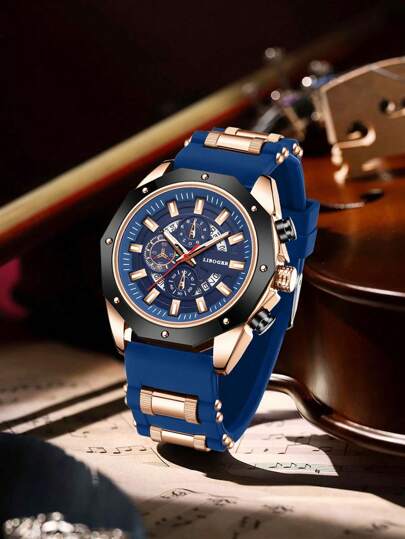 1 Đồng hồ nam dây đeo silicon thời trang thể thao giải trí mặt số thạch anh để đeo hàng ngày hoặc làm quà tặng Giáng sinh năm mới ngày lễ tình nhân quà tặng ngày lễ