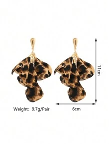 1 Pair Bohemian Style Leopard Print Flower Decor Pendant Earrings, Suitable For Women Party Everyday Wear Valentines,Mom,Mother,Mother's Day,Gift