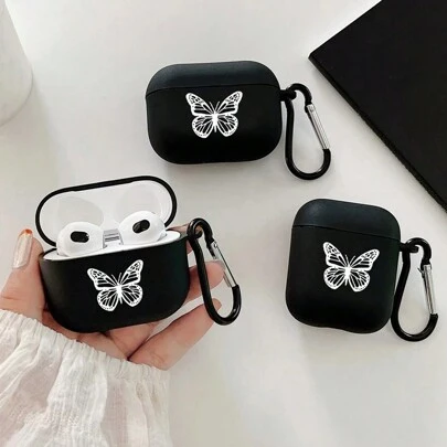 Ốp bảo vệ hình bướm đen trắng, phù hợp với tai nghe 2/3/4/Pro/Pro2/Pro3, vỏ mềm.