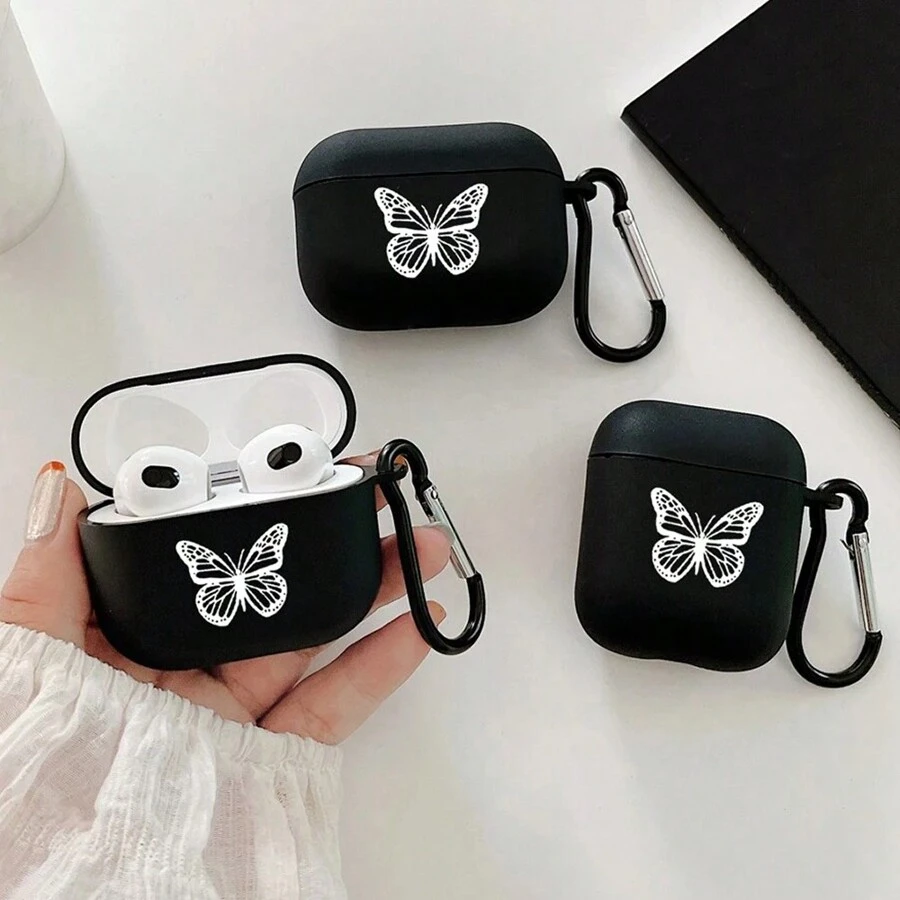 Ốp bảo vệ hình bướm đen trắng, phù hợp với tai nghe 2/3/4/Pro/Pro2/Pro3, vỏ mềm. - màu đen - Xem 1