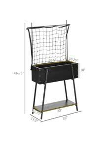 Outsunny Raised Garden Bed With Trellis & Storage Shelf, Elevated Planter Box With Metal Legs, Bed Liner And Drainage Holes, For Vegetable Vines, Climbing Plants, Flowers, Black,UrbanLiving9