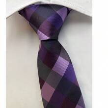 Gravata Xadrez Semi Slim Roxa