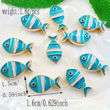 10 mặt dây chuyền giọt dầu hình cá nhiều màu DIY thủ công, dùng làm vòng tay, hoa tai, vòng cổ, phụ kiện trang sức bằng hợp kim - cá nhỏ - Xem 8