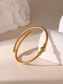 MESTILO 1 件时尚 18K 不锈钢黑油滴竹结仿珍珠手链，适合女性日常佩戴 - 金色 - 查看 8