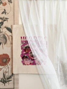 VOESETO 1 件 Moo Deng 河马图案托特包单肩包适合旅行日常通勤女士可重复使用购物袋，送给她的最佳礼物，折叠单肩包夏季海滩度假包 - 米色 - 查看 7