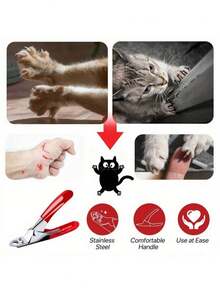 1 件专业宠物指甲美容工具 - 不锈钢剪刀式修剪器，可安全精确地打磨和修剪狗和猫爪子 - 方便的一体式设计，可温和地进行美容 - 紅色 - 查看 7