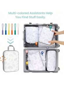 Large Packing Cubes For Travel-Extra Large Compression Packing Cube Luggage Organizers 6/7 Piece Set-Ultralight, Expandable/Compression Bags For Clothes By Combond Travel Gear - 11 Kết cấu hình giọt nước màu trắng - Xem 5