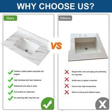 37 Inch Marble Vanity Top, Bathroom Vanity Top With Undermount Rectangular Middle Sink And 4" Height Backsplash, Pre-Drilled Faucet Hole Vanity Top, Single Hole - trắng - Xem 7