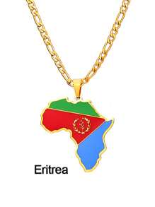 GuoShuang 1 件嘻哈非洲地图吊坠项链不锈钢阿尔及利亚摩洛哥埃及突尼斯 Libay 珠宝 - 金色 - 查看 15