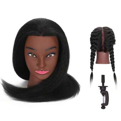 Mannequin Head Hair With 100% Real Hair, Hairdresser Cosmetology Mannequin Manikin Training Practice Doll Head For Hairstyling And Free Clamp Holder