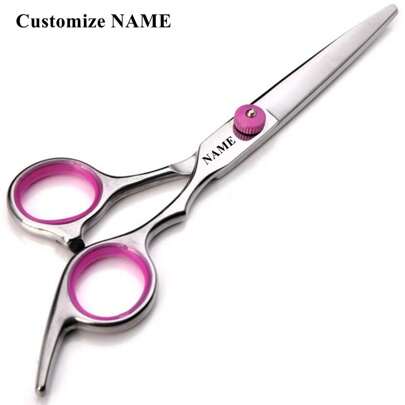 Tijeras de peluquería personalizadas con nombre, de acero 4cr13 de Japón, de 6 pulgadas, color rosa, de corte y adelgazamiento para peluquero