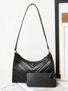 1 件女士手提包，时尚黑色，适合白领、年轻斜挎包、街头和办公室使用 - 黑色 - 查看 4