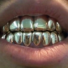 THATBOY 18K Golden Silvery Plated HIP HOP Teeth Grillz Top & Bottom Grills Set With Silicone Real Shiny Vampire Tooth Sets
