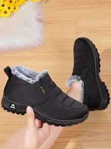 Neue warme thermisch gefütterte Schneestiefel für Mittelalte und Senioren, Winterschuhe mit Kälteschutz für Mütter - Schwarz - Übersicht 5