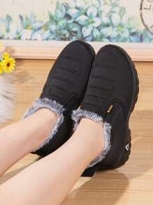 Neue warme thermisch gefütterte Schneestiefel für Mittelalte und Senioren, Winterschuhe mit Kälteschutz für Mütter - Schwarz - Übersicht 4