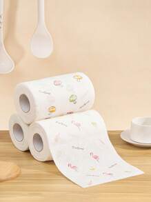 60 pièces 1 rouleau Torchon jetable de cuisine à impression aléatoire, torchon à vaisselle, lingettes anti-adhérentes, torchon dégraissant, fournitures de nettoyage ménager, multifonctionnel, anti-adhérent, absorbant, peut être utilisé pour le nettoyage à sec et humide