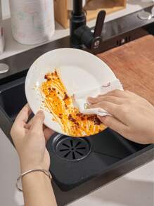 60 pièces 1 rouleau Torchon jetable de cuisine à impression aléatoire, torchon à vaisselle, lingettes anti-adhérentes, torchon dégraissant, fournitures de nettoyage ménager, multifonctionnel, anti-adhérent, absorbant, peut être utilisé pour le nettoyage à sec et humide