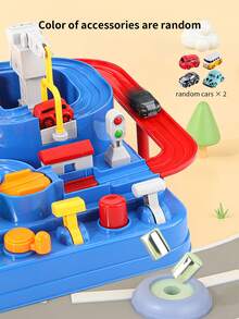 1 件儿童赛车冒险玩具、轨道赛车益智游戏玩具、幼儿礼物（颜色随机，附赠 2 辆迷你汽车）