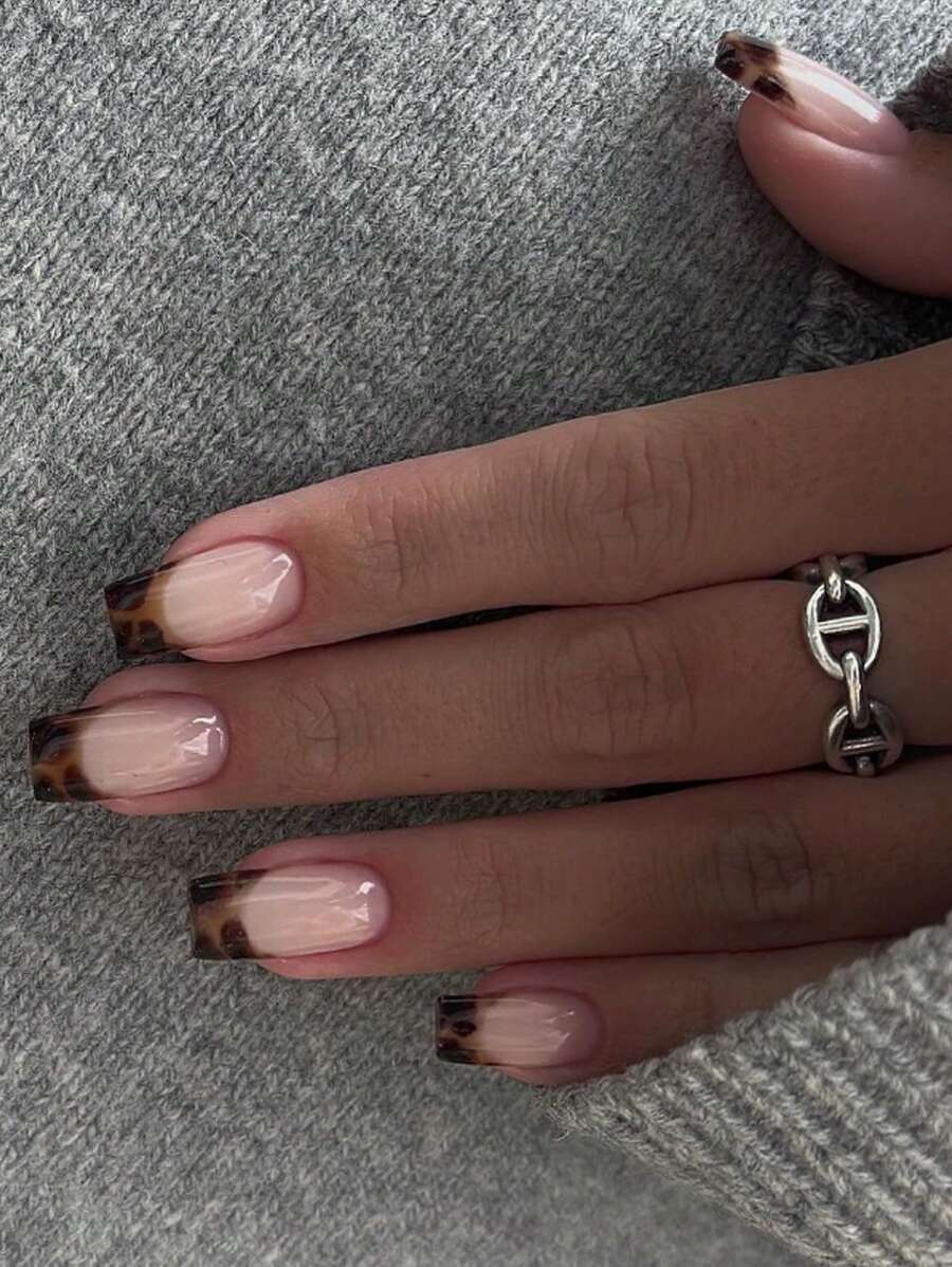 24Pcs/Set Classic Leopard Print Short Square Sweet & Chic Press-On Fake Nails With 1Pc Jelly Gel And 1Pc Nail File, Perfect For Ladies And Girls For Dates, Parties Nail Supplies Nails - Multicolor - View 1