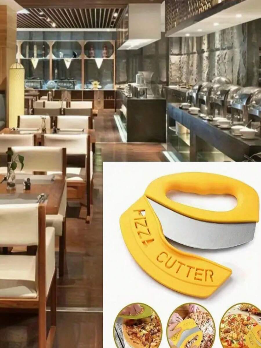 1pc Extra Sharp Stainless Steel Pizza Cutter With Swing Arm, Cover And