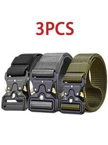 3/2/1pc New Men's Casual Nylon Belt Tactical Quick Release Buckle Outdoor Training Pants Belt Workwear Belt Summer, School
