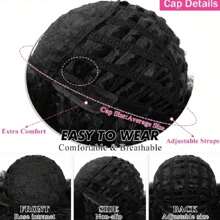 女士合成假发，深卷发假发，切割机制造假发，150% 无胶马鲛鱼假发 - 酒紅色 - 查看 8