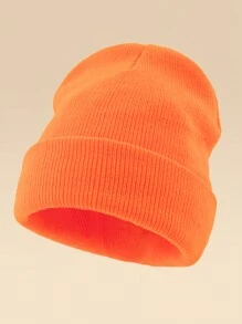 1pc Unisex Outdoor Warm Solid Color Knit Beanie Hat, Suitable For Daily Wear Fall Outfit