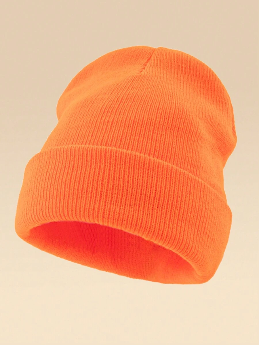 1pc Unisex Outdoor Warm Solid Color Knit Beanie Hat, Suitable For Daily Wear Fall Outfit