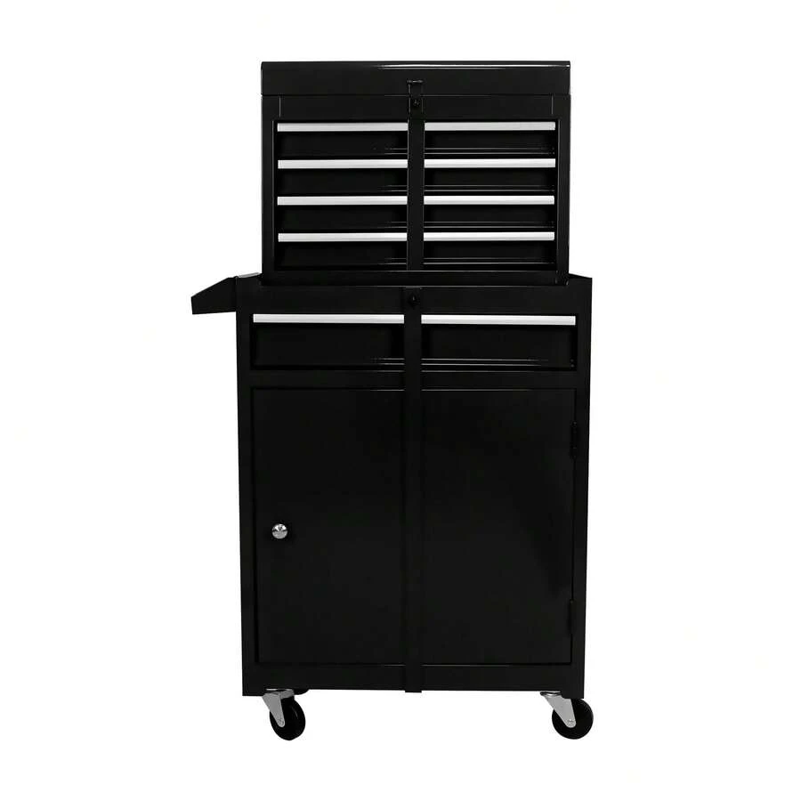 Detachable 5-Drawer Tool Chest With Bottom Cabinet And Adjustable Shelf – Ultimate Storage Solution - 黑色 - 查看 1