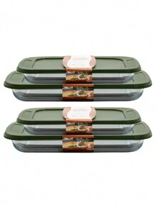 4 Airtight Glass Baking Dishes 2- 1.6L And 2- 3L With Lid - 白色 - 查看 1