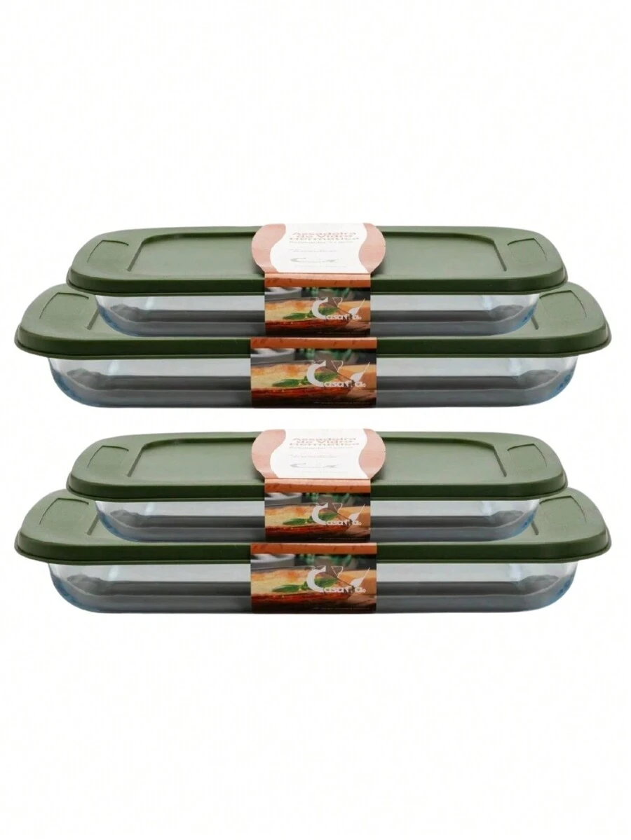 4 Airtight Glass Baking Dishes 2- 1.6L And 2- 3L With Lid - 白色 - 查看 1