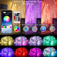 Luzes de Fada USB Inteligentes, Controle Remoto, Sincronização com Música, Luzes Multicoloridas À Prova d'Água de 5m/10m para Aniversário, Festa, Casamento Interno e Árvores, Decoração Externa - Branco - Visão 10