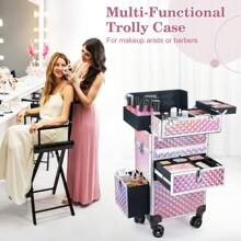 4 In 1 New Upgrade Makeup Rolling Case For Travel Storage Bag,Makeup Bag,Cosmetic Bag,Vacation Organizer,Large Capacity Makeup Organizer Makeup Case, For Lipstick, Brush, Skincare, Mobile Phone, Coin, Small Items, For Home,Gift,Vacation And Festival Halloween Christmas Multifunctional Use