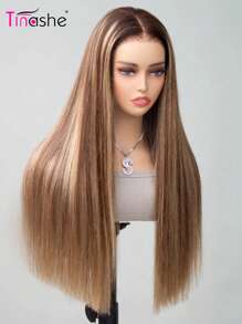 Tinashe Hair 6x5 Wear&Go Glueless Highlight Straight Human Hair Wig Piano Color Pre Plucked Bleach Knots Pre-Cut Transparent Lace Closure Wigs 180% Density - S2/4/22 - View 4