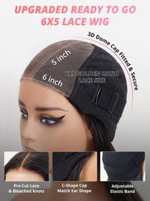 Tinashe Hair 6x5 Wear&Go Glueless Highlight Straight Human Hair Wig Piano Color Pre Plucked Bleach Knots Pre-Cut Transparent Lace Closure Wigs 180% Density - S2/4/22 - View 6