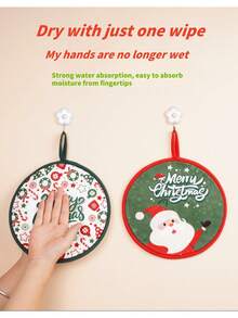 1 件圣诞手巾，适用于擦干双手、厨房清洁布、热垫、多用途、柔软优质、创意节日家居装饰，适合任何地方 - 彩色 - 查看 5