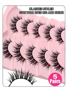 Asiteo 5 Pairs False Lashes New Design Wet Look Lashes Manga Natural Style Lashes Wispy Natural Long Faux Mink Lash Thick Cross Soft Full Strip Eyelashes - Lông mi Manga nhọn - Xem 7