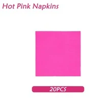 80 件/套热粉色派对用品，包括 20 件 7 英寸/20 件 9 英寸一次性盘子、20 张餐巾、20 个杯子、派对装饰品，适合多人生日派对、派对装饰