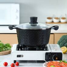 家用不粘锅具套装，包括汤锅和煎锅，采用大理石涂层铝合金制成，适用于燃气灶海鲜煮 - 彩色 - 查看 13