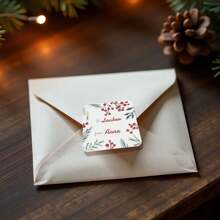48/96/240/480 stuks aangepaste winterse botanische elegante vakantie kerstcadeau vierkante sticker, gepersonaliseerde naamstickers, gepersonaliseerde vrolijke kerstlabels vakantie cadeaulabels ontvanger/afzender stickers vakantie cadeaulabels/kerstcadeaustickers,