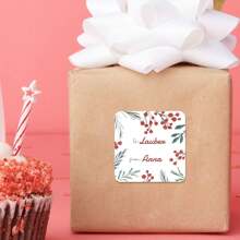 48/96/240/480 stuks aangepaste winterse botanische elegante vakantie kerstcadeau vierkante sticker, gepersonaliseerde naamstickers, gepersonaliseerde vrolijke kerstlabels vakantie cadeaulabels ontvanger/afzender stickers vakantie cadeaulabels/kerstcadeaustickers,