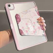 Khe cắm bút + Vỏ máy tính bảng xoay 720° tương thích với Ipad 9th/10th Air4/5/6, Galaxy Tab A8/S6 Lite10,4 inch/A7/A8/A9 8,7 inch A9+/S9FE Vỏ bảo vệ chống sốc bằng da PU họa tiết hành tinh màu hồng anh đào tình yêu, hỗ trợ chế độ Ngủ/Đánh thức tự động - Bụi hồng - Xem 10