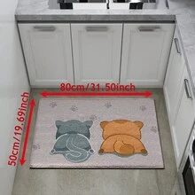 1 件舒适仿羊毛猫图案防滑地毯 - 非常适合浴室、厨房和入口 | 可机洗、吸水、防污 | 理想的家居装饰礼物 - 彩色 - 查看 4