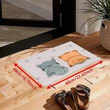 1 件舒适仿羊毛猫图案防滑地毯 - 非常适合浴室、厨房和入口 | 可机洗、吸水、防污 | 理想的家居装饰礼物 - 彩色 - 查看 3